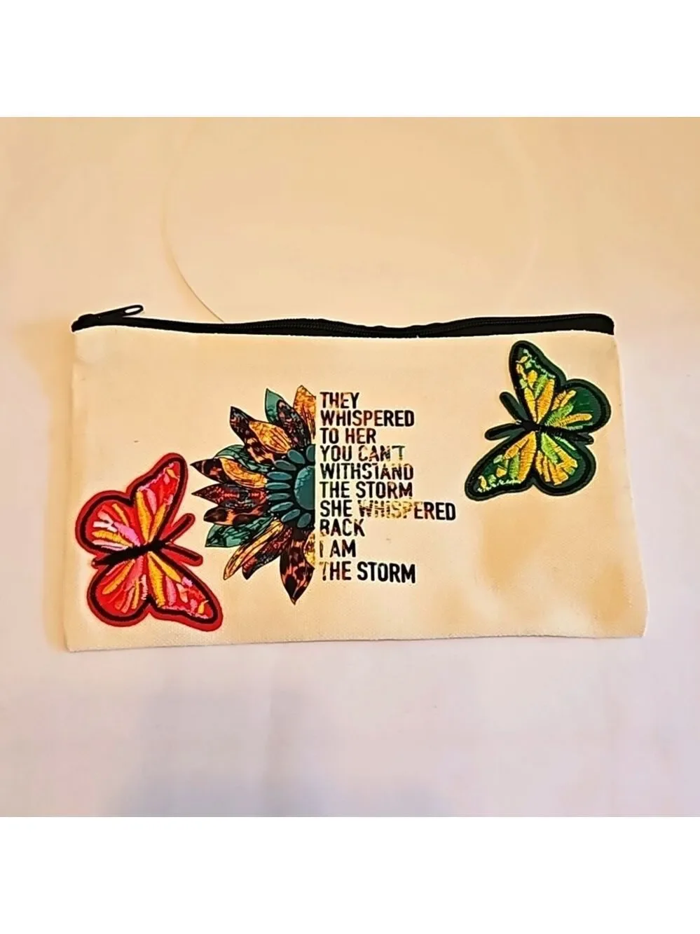 Hand Crafted Canvas Cosmetic Bag Pencil Case Embroidery